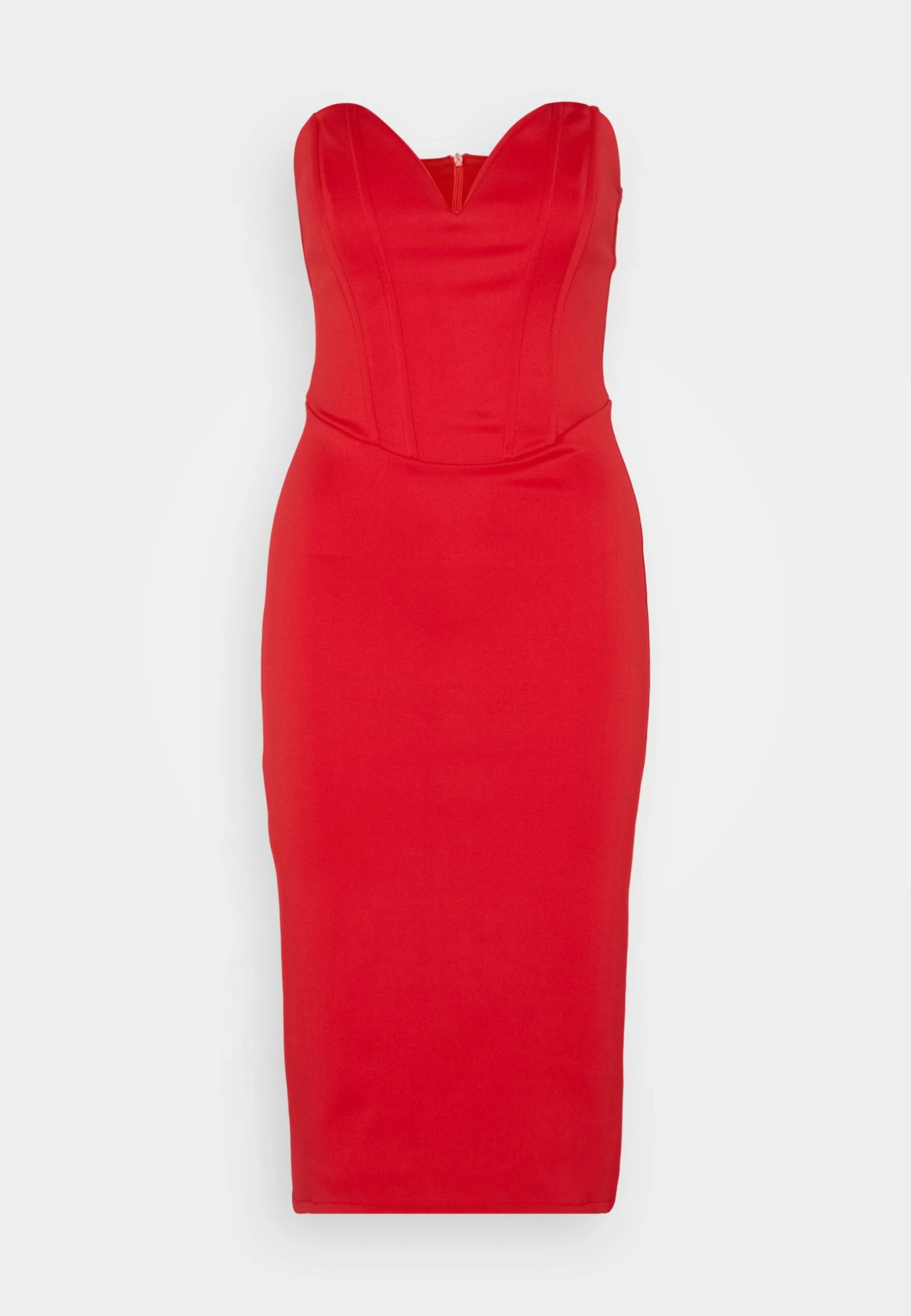 Wal G Dolly V Neck Midi - Jerseyjurk - Red 5 Wal G Dolly V Neck Midi - Jerseyjurk - Red - Afbeelding 5