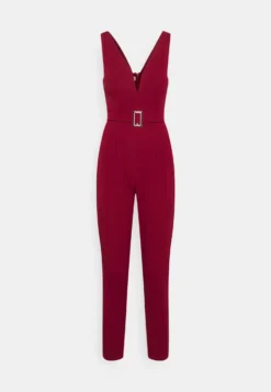 Buckle Plunge - Jumpsuit - Wine