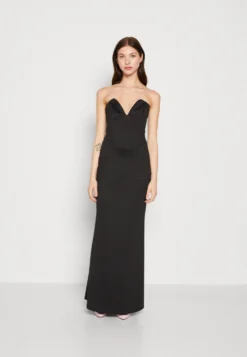 Wal G Dolly V Neck Maxi - Jerseyjurk - Black