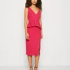 Wal G Sweeny Peplum Midi Dress - Jerseyjurk - Dark Fuchsia