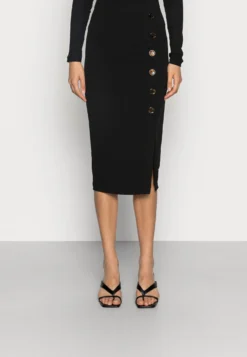 Wal G Tortoise Button Skirt - Kokerrok - Black