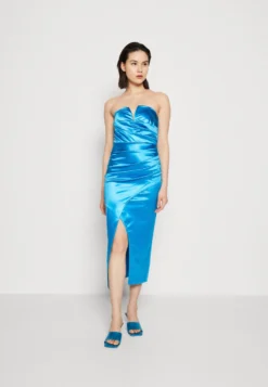 Wal G Party Ben V Neck Midi - Cocktailjurk - Ocean Blue