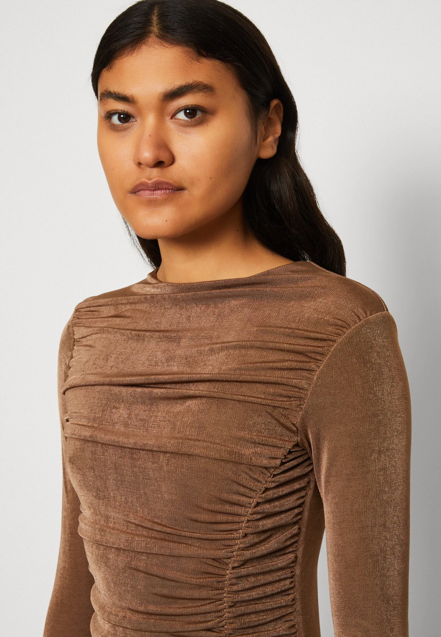 Wal G Ben Rouched Mini - Jerseyjurk - Chocolate 6 Wal G Ben Rouched Mini - Jerseyjurk - Chocolate - Afbeelding 6