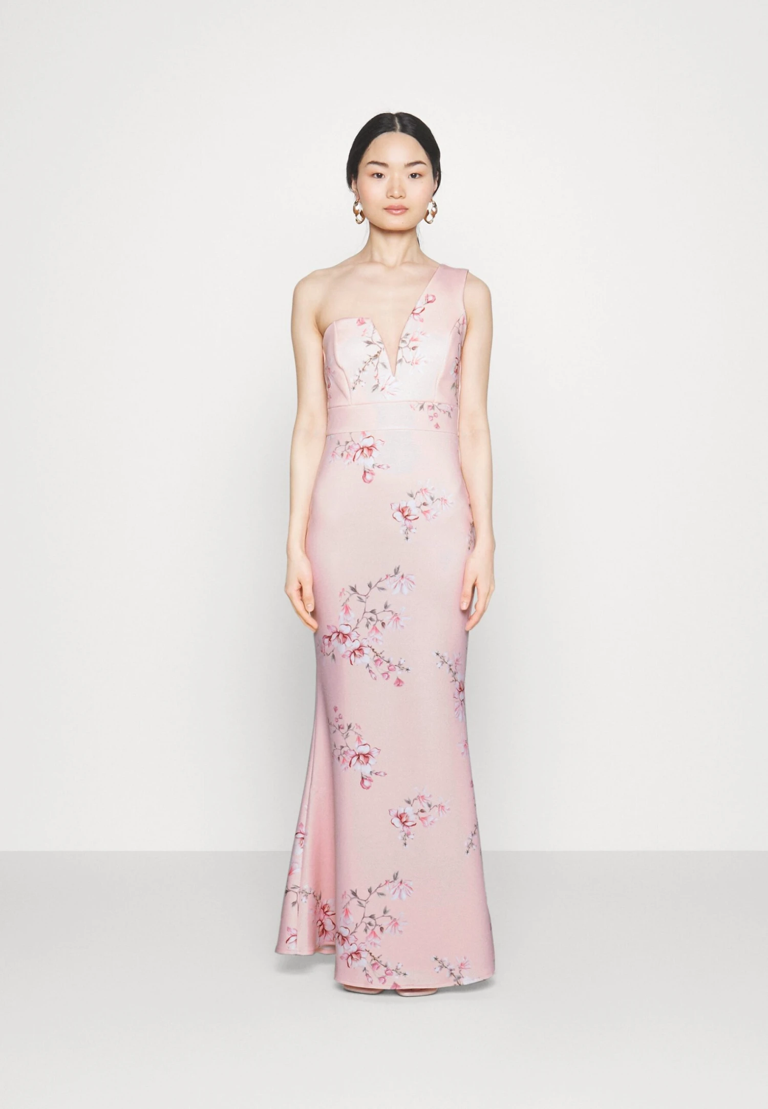 Wedding Gigi One Shoulder Print Maxi - Galajurk - Peach Print 1 Wedding Gigi One Shoulder Print Maxi - Galajurk - Peach Print