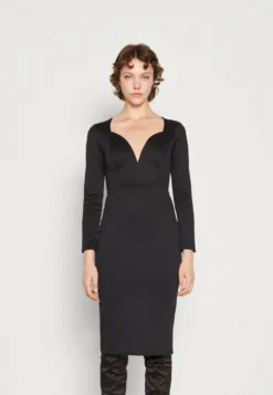 Wal G Zanad V Neck Midi - Jerseyjurk - Black