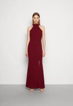 Wal G Sara Halter Neck Maxi Dress - Galajurk - Berry Wine