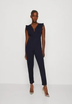 Wal G Ruffle With Back Insert - Jumpsuit - Navy Blue
