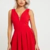 Eloise V Neck Skater Dress - Cocktailjurk - Red