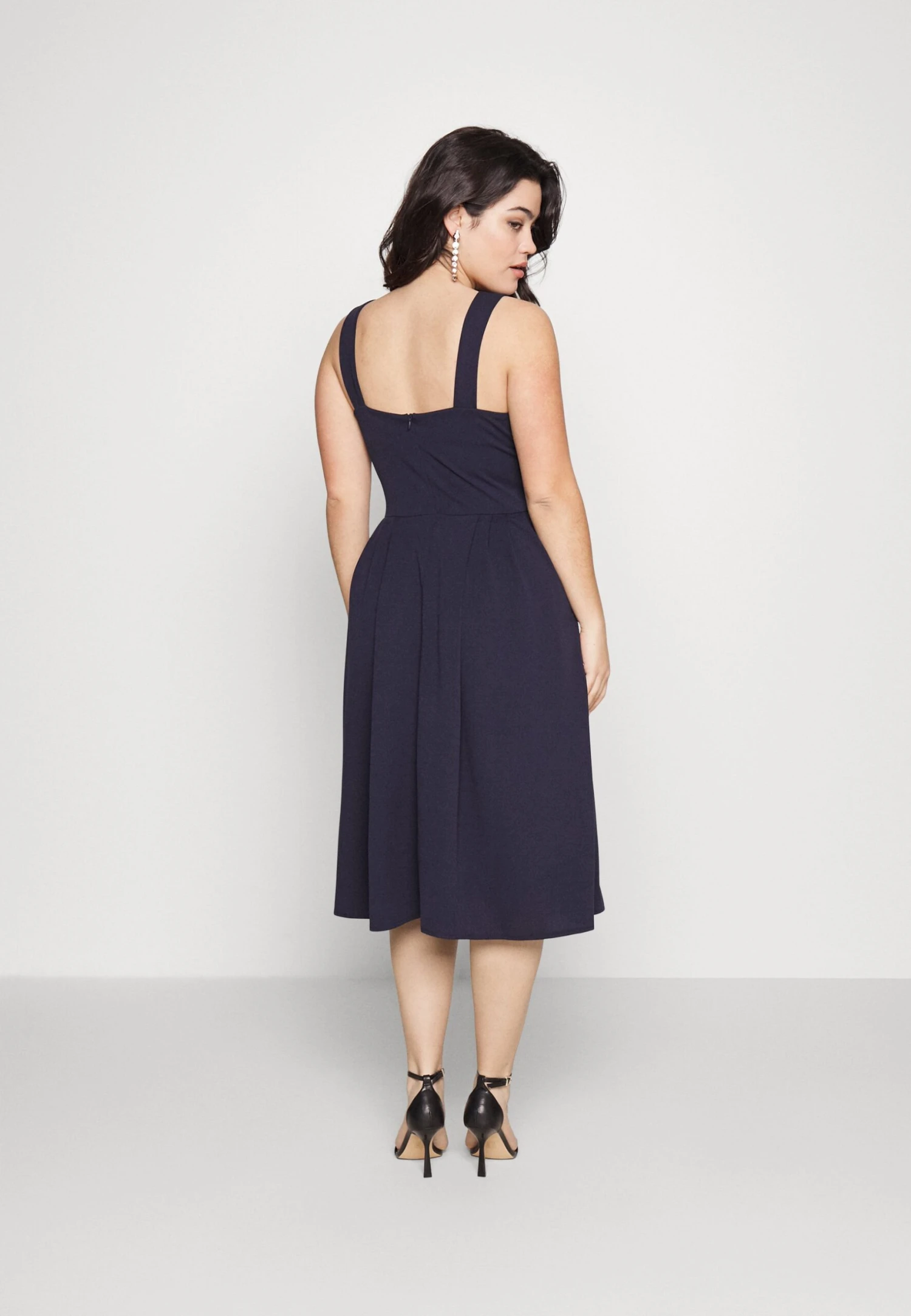 Kandy V Neck Midi - Jurk - Navy Blue 3 Kandy V Neck Midi - Jurk - Navy Blue - Afbeelding 3