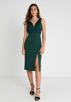 Wal G V Neck Midi Dress - Etui-Jurk - Green