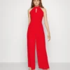 Wal G Fiona Cut Out Neck- Jumpsuit - Red