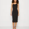 Wal G Wina Asymmetric Midi - Jerseyjurk - Black