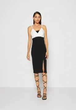 Wal G Lulu Contrast Midi - Jerseyjurk - Black/White